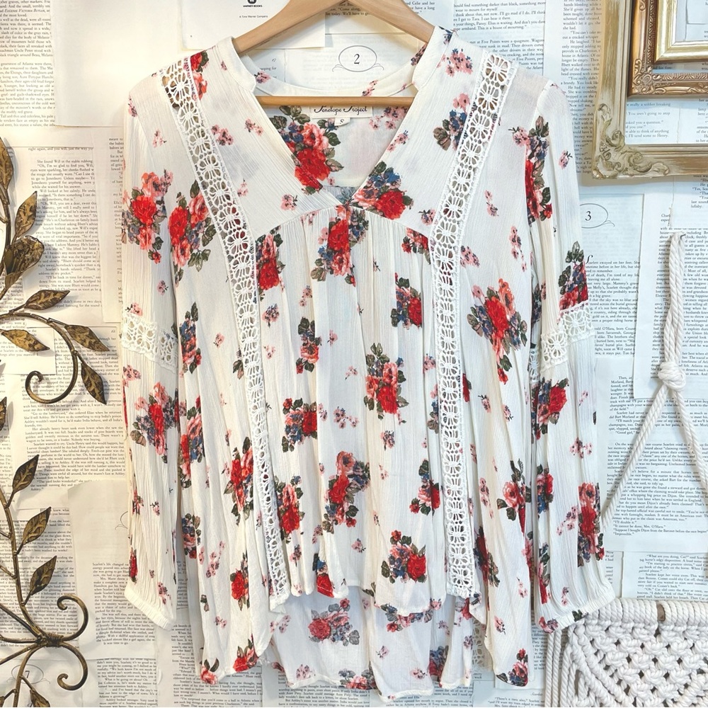 Penelope Project Floral Peasant Blouse Sz S